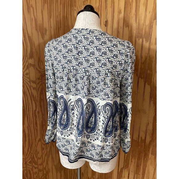 Wild Blue Sadie Robertson Boho Peasant Top Size Small Blue V-Neck - Picture 6 of 9